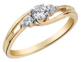 1/4 Carat (ctw Color H-I Clarity I2-I3) Three Stone Diamond Promise Ring in 10K Yellow Gold